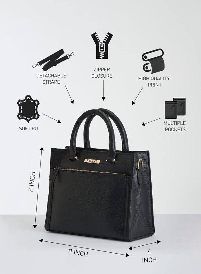 Fargo Nova Handbag for Women | Premium Vegan Leather with Smooth Zip, Luxury Look | Stylish Office, College & Casual Bag | Made in India (Black) - Image 5